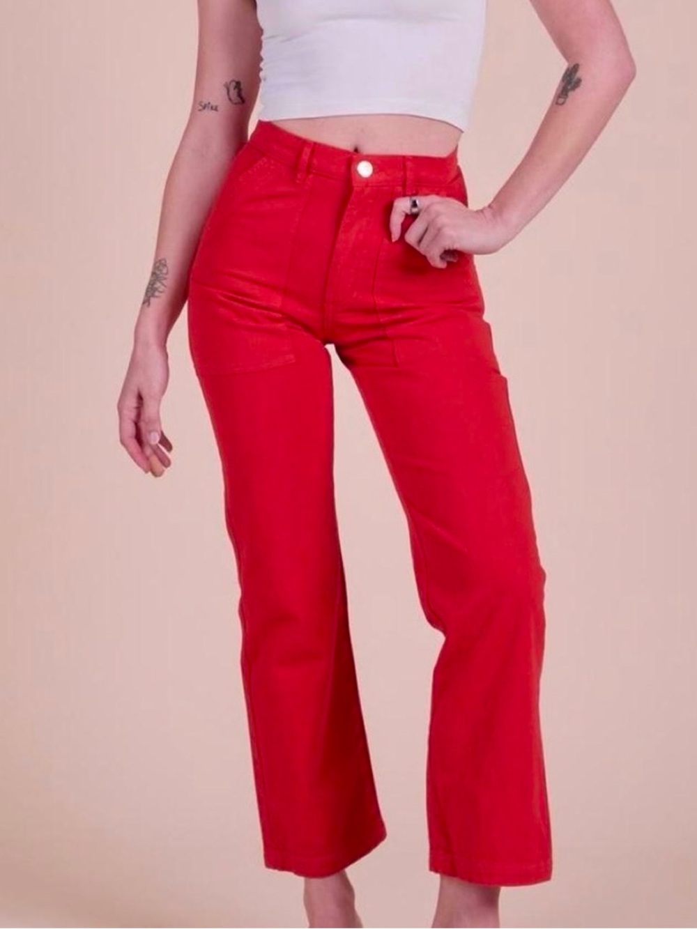 Big Bud Press High-Rise Red Western Pants - Mustang Red Jeans